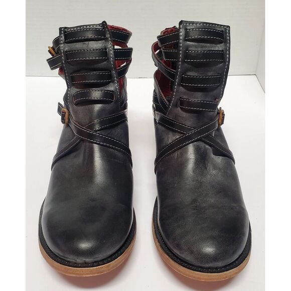 Freebird Boots Booties by Steven 10 Style Stair Black Distressed Leather 98885 - Picture 4 of 15